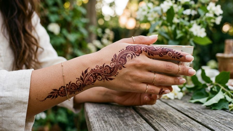 Aesthetic Side-Hand Vine Mehndi Design