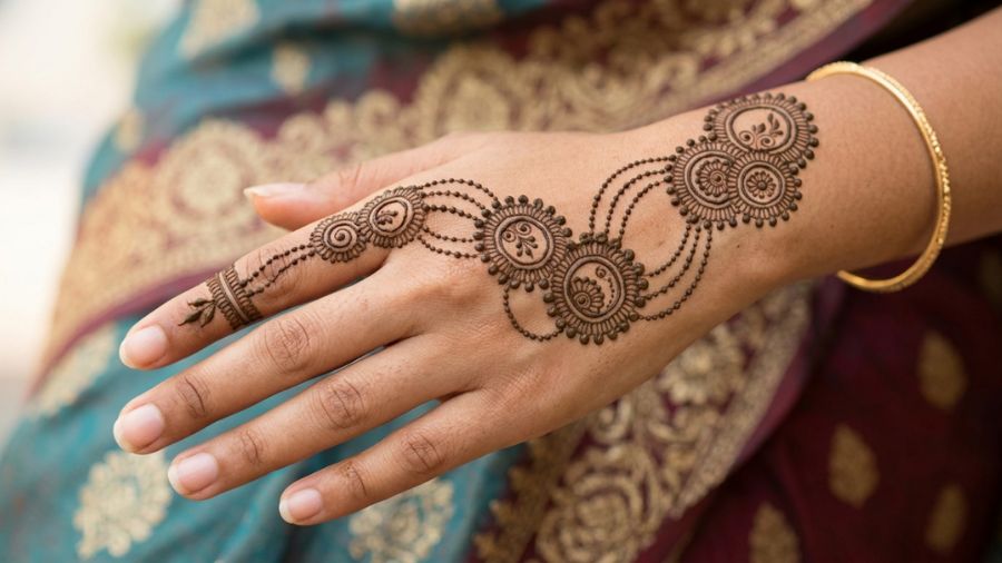 Chich Ring Style Trails Mehndi Design