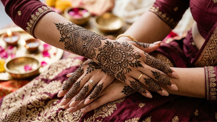 Floral Lace Elegance Mehndi Design