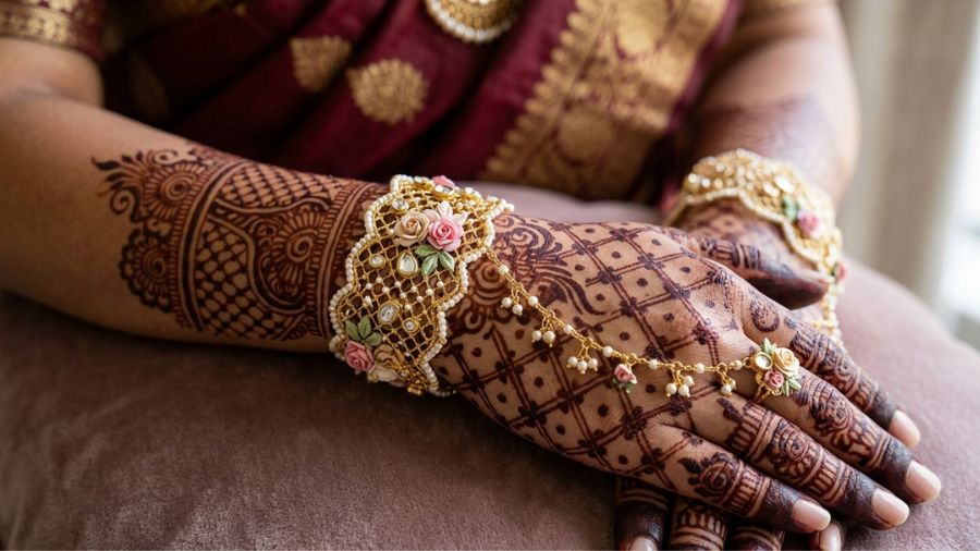 Floral Net Jewelry Design Mehndi