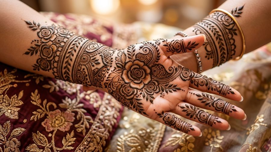 Full Palm Rose Arabic Mehndi