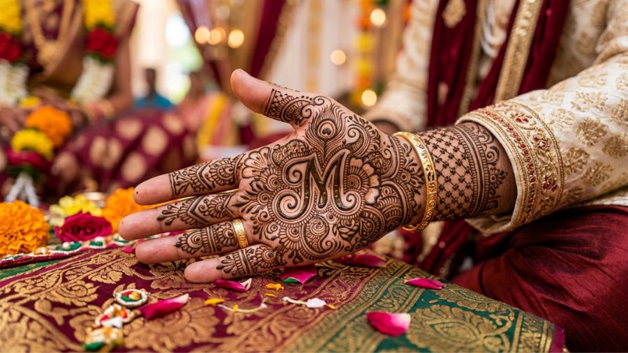 Groom Mandla Initial Mehndi Design