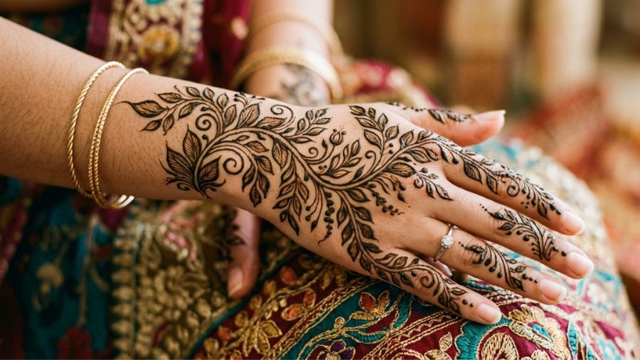 Leaf Branch Pattern Mehndi Design