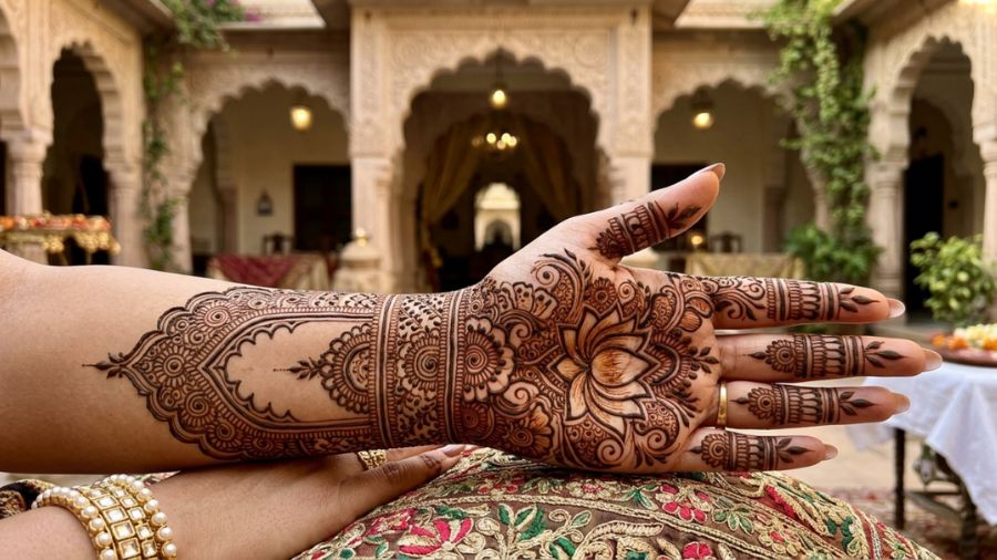 Lotus Palace Archway Mehndi Design
