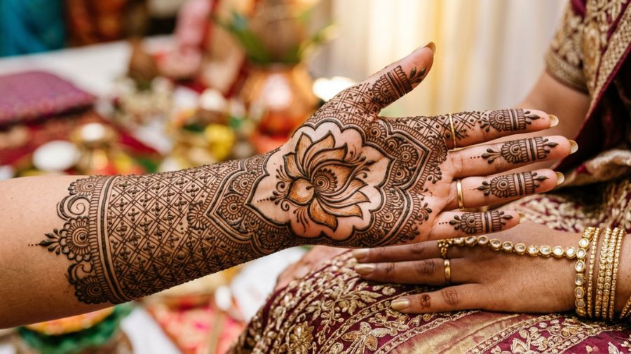 Loyal Lotus Geometric Net Mehndi Design
