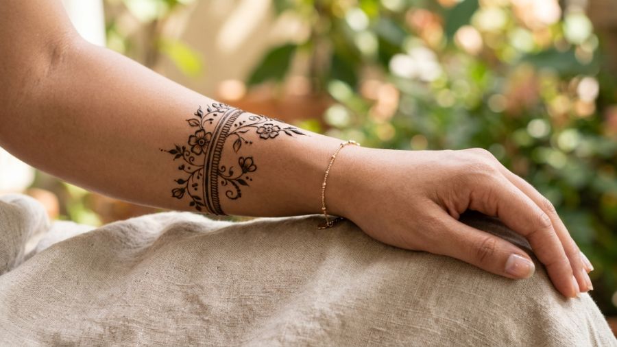 Minimal Band of Flowers Mehndi Design