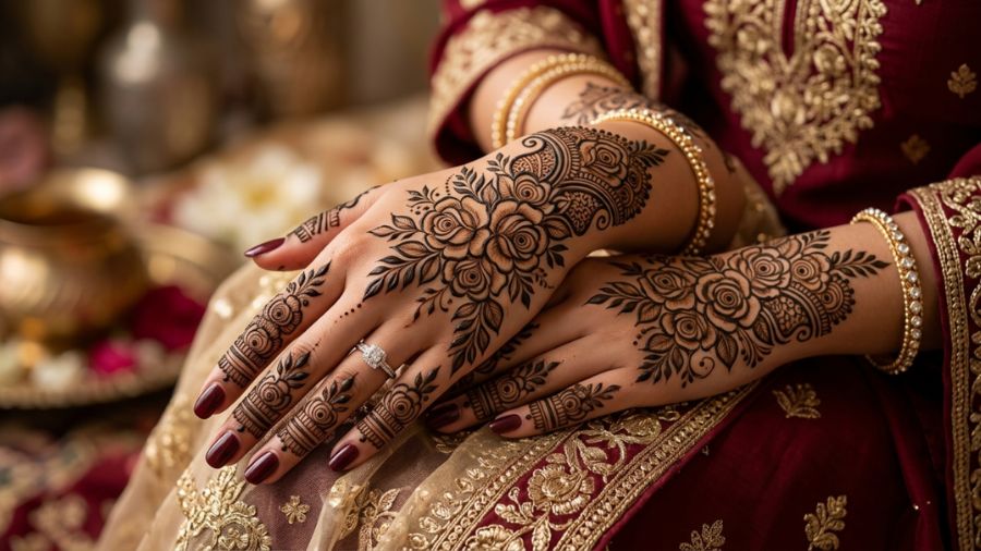 Shadows Rose Elegance Mehndi Design