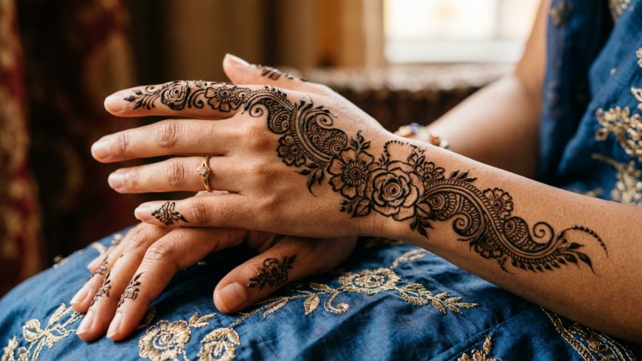 Side Hand Floral Trail Mehndi Design
