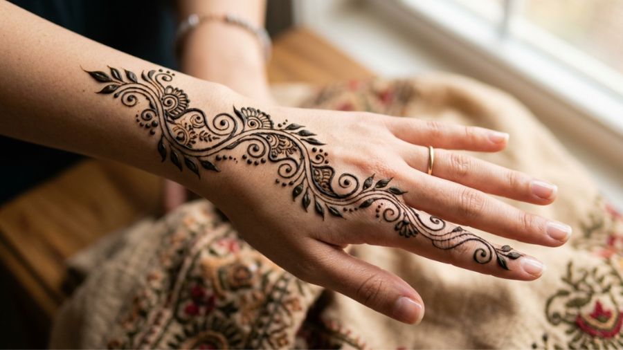 Simple Arabic Vine Mehndi