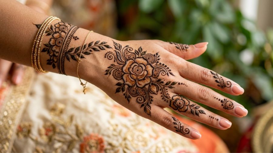 Simple Rose Mehndi Design