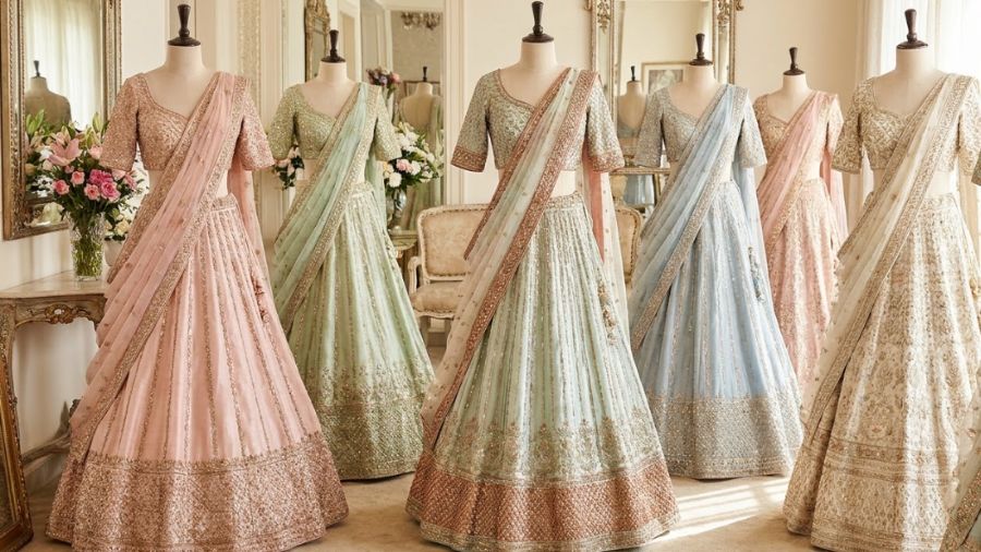 Pastel and Metallic Combinations Lehengas