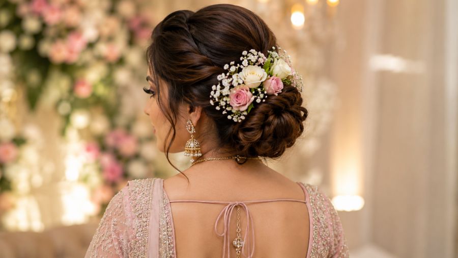 Low Bun with Florals